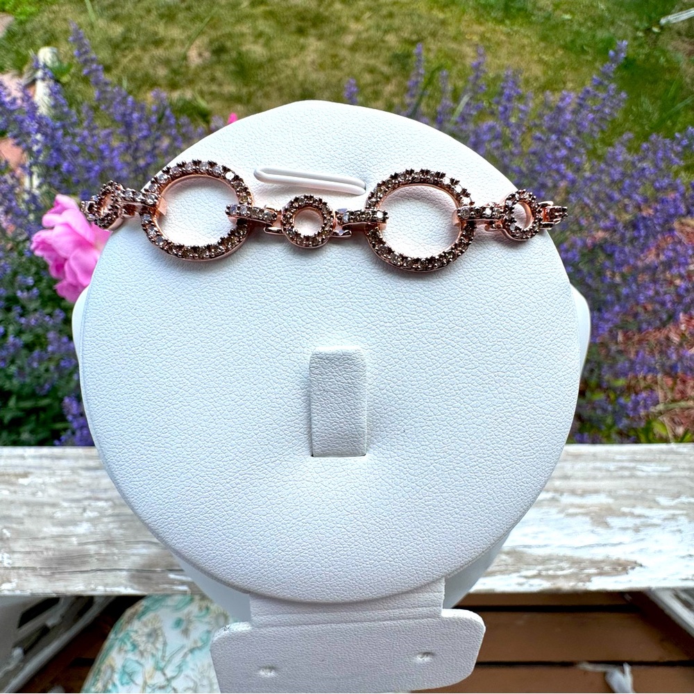 Genuine Champagne Diamond bracelet rose gold over sterling silver